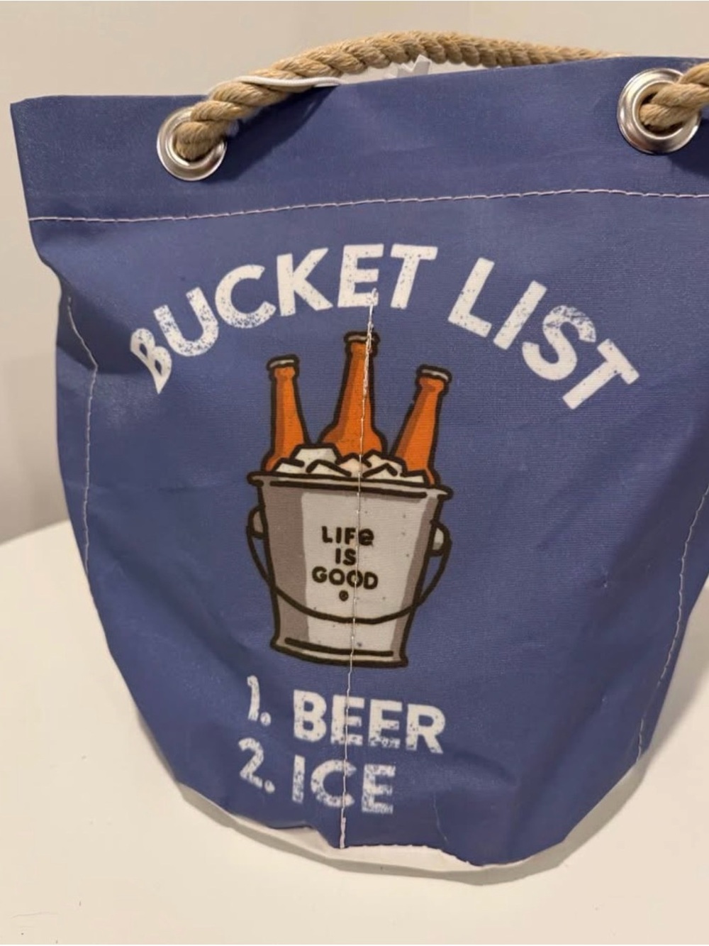 Sea Bags, Life Is Good Navy Blue Rope-Handle Beverage Bucket Tote Bag - Picture 3 of 3